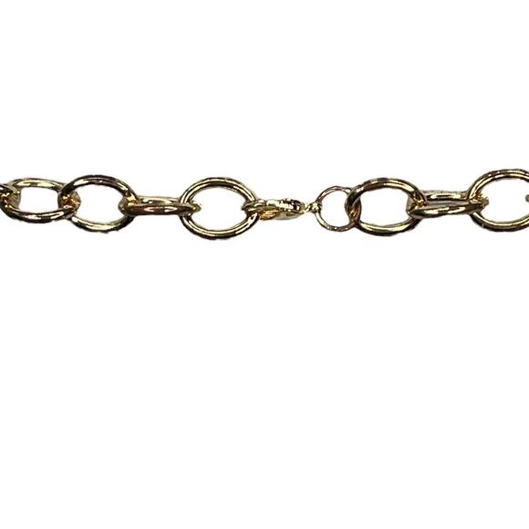 Faux Pearl and Gold Tone Circle Necklace Lobster Claw Clasp - Picture 5 of 8